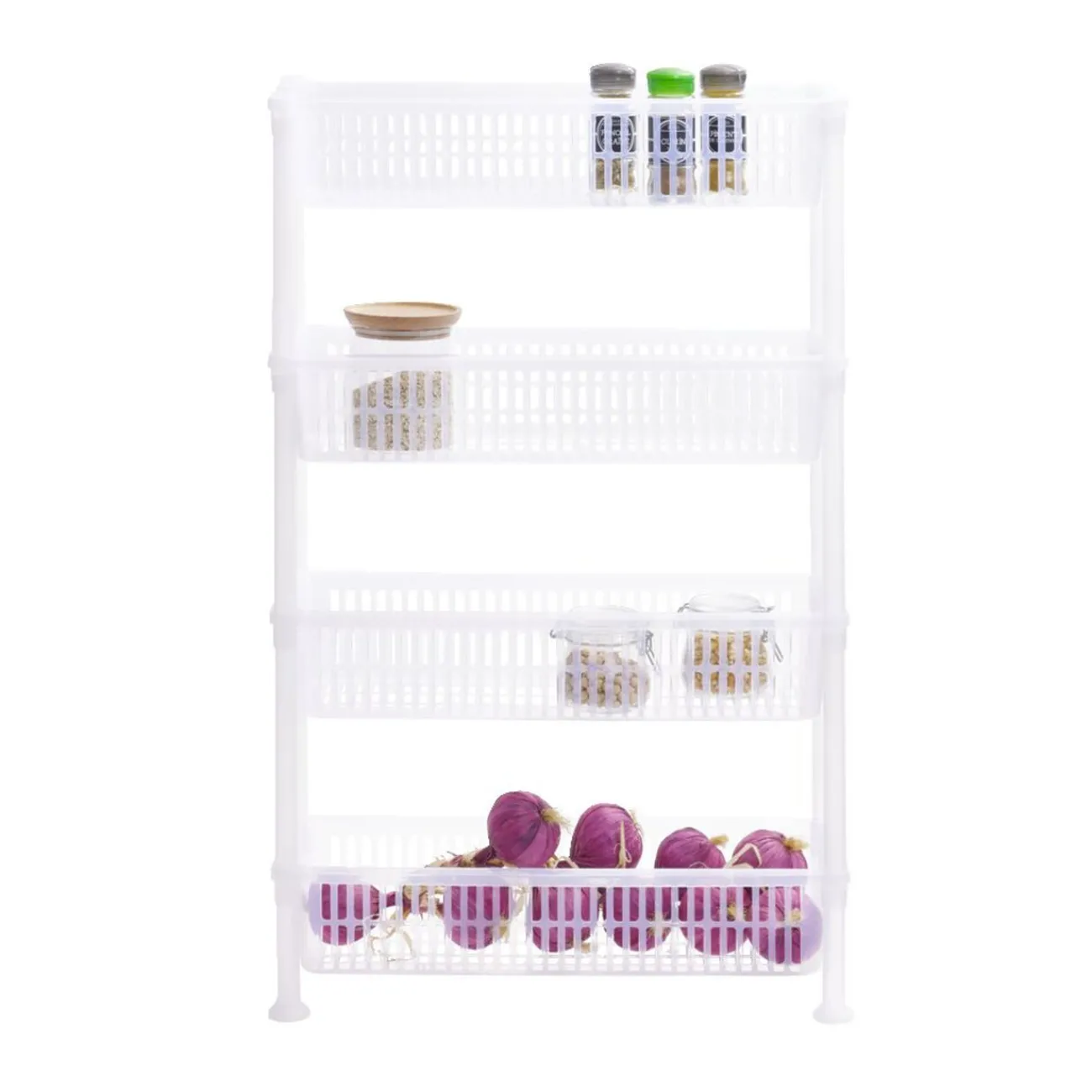 Desserte 4 niveaux plastique transparent 50x19,5xH82cm Rangement De Cuisine