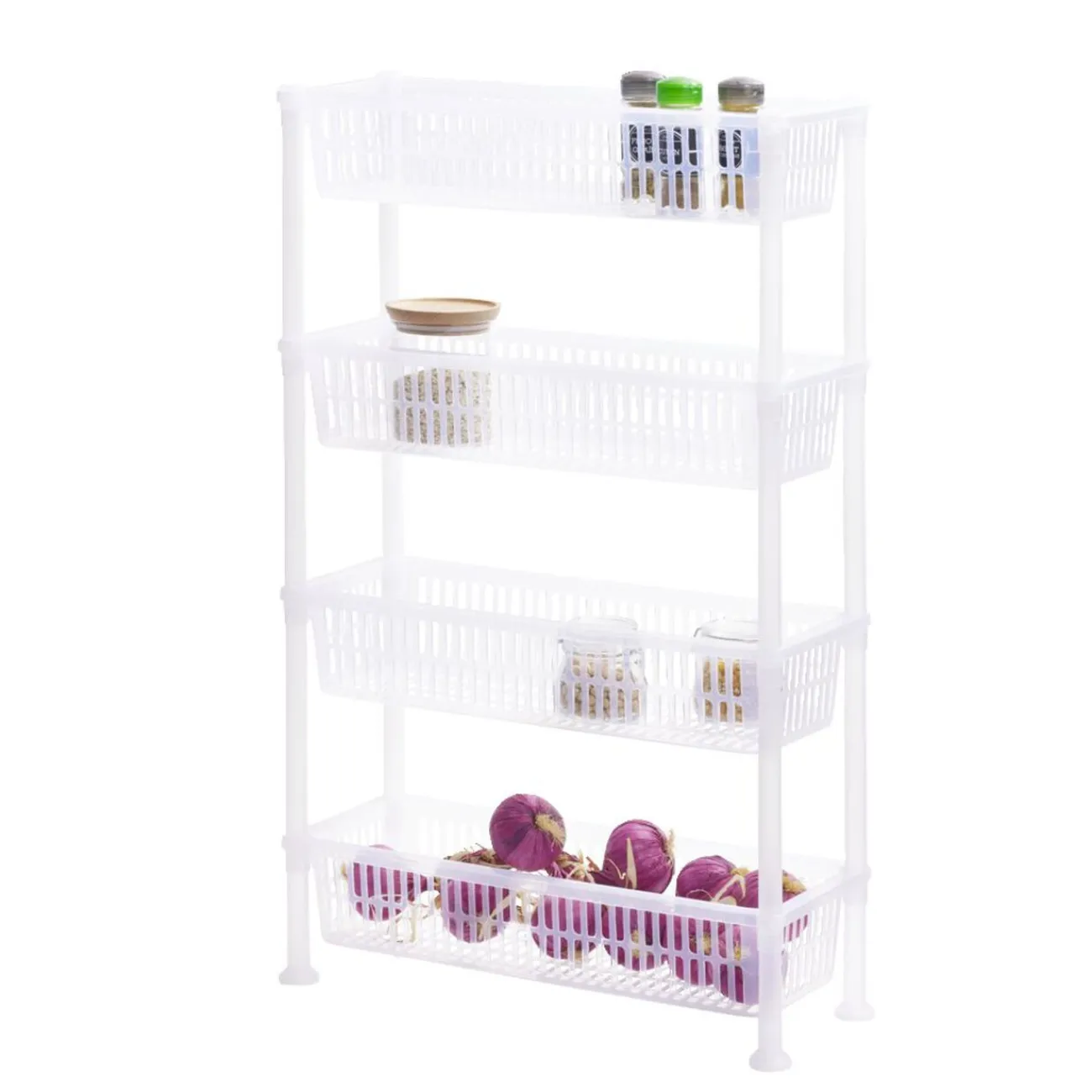 Desserte 4 niveaux plastique transparent 50x19,5xH82cm Rangement De Cuisine