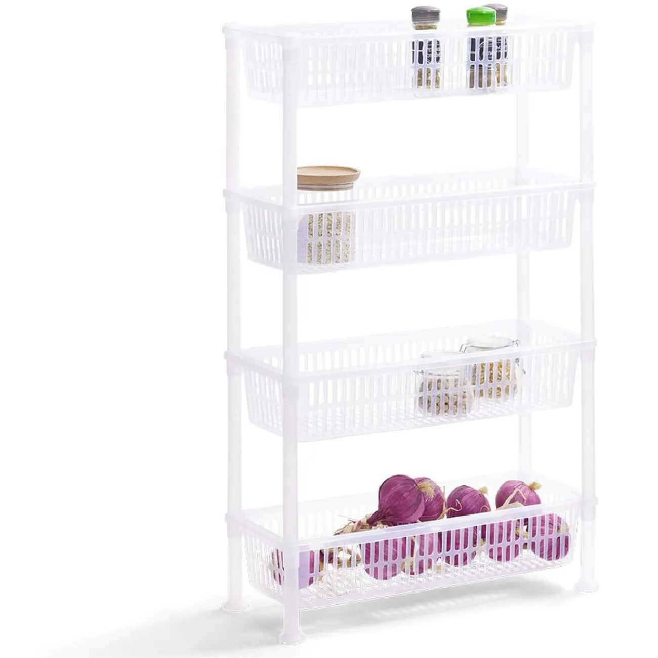 Desserte 4 niveaux plastique transparent 50x19,5xH82cm Rangement De Cuisine