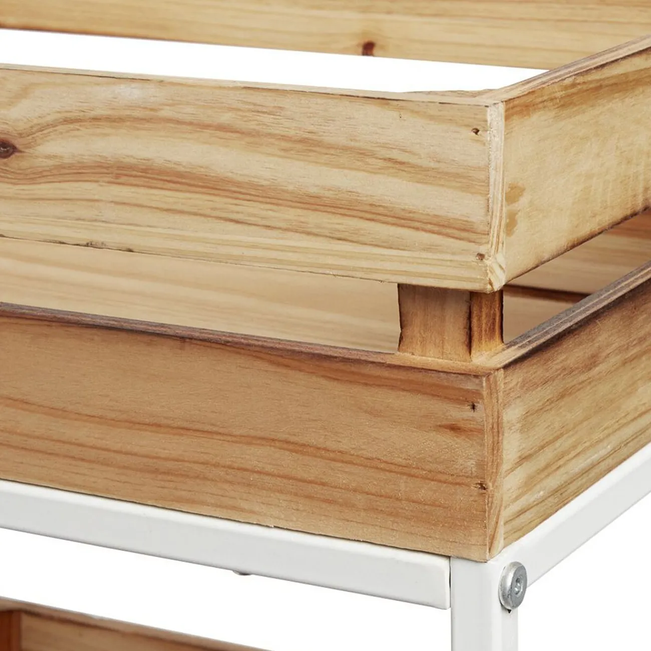 Discount Desserte à roulette en bois design cagette naturel 3 niveaux Rangement De Cuisine