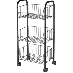 Online Desserte à roulettes 3 niveaux métal noir Rangement De Cuisine