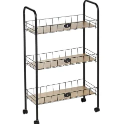 New Desserte à roulettes 3 niveaux métal et bois Rangement De Cuisine