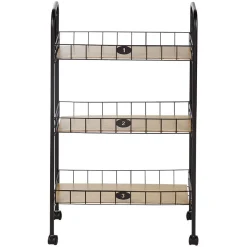 New Desserte à roulettes 3 niveaux métal et bois Rangement De Cuisine