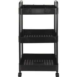 New Desserte à roulettes 3 niveaux plastique noir Rangement De Cuisine