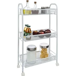 Discount Desserte cuisine 3 niveaux métal blanc Rangement De Cuisine