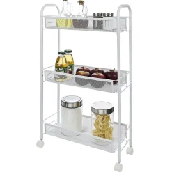 Discount Desserte cuisine 3 niveaux métal blanc Rangement De Cuisine