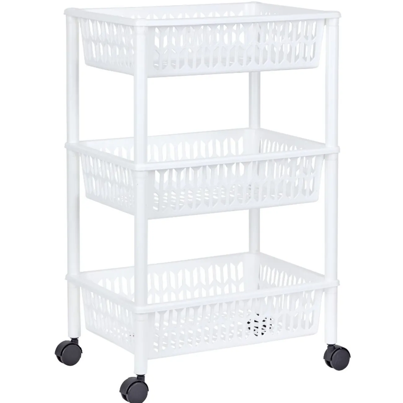 Desserte de cuisine 3 niveaux panières blanches Rangement De Cuisine