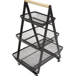 Desserte de cuisine 3 paniers métal noir Rangement De Cuisine