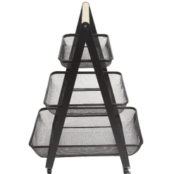 Desserte de cuisine 3 paniers métal noir Rangement De Cuisine