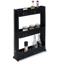 Discount Desserte de cuisine à roulettes 3 niveaux noir 54,5x12,5xH.72cm Rangement De Cuisine