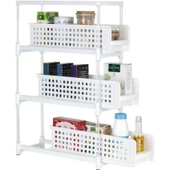 Sale Desserte de cuisine 3 tiroirs coulissants blanc Rangement De Cuisine