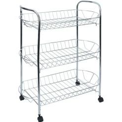 Hot Desserte en métal gris 3 niveaux - L.51xl.26,5xH.57cm Rangement De Cuisine