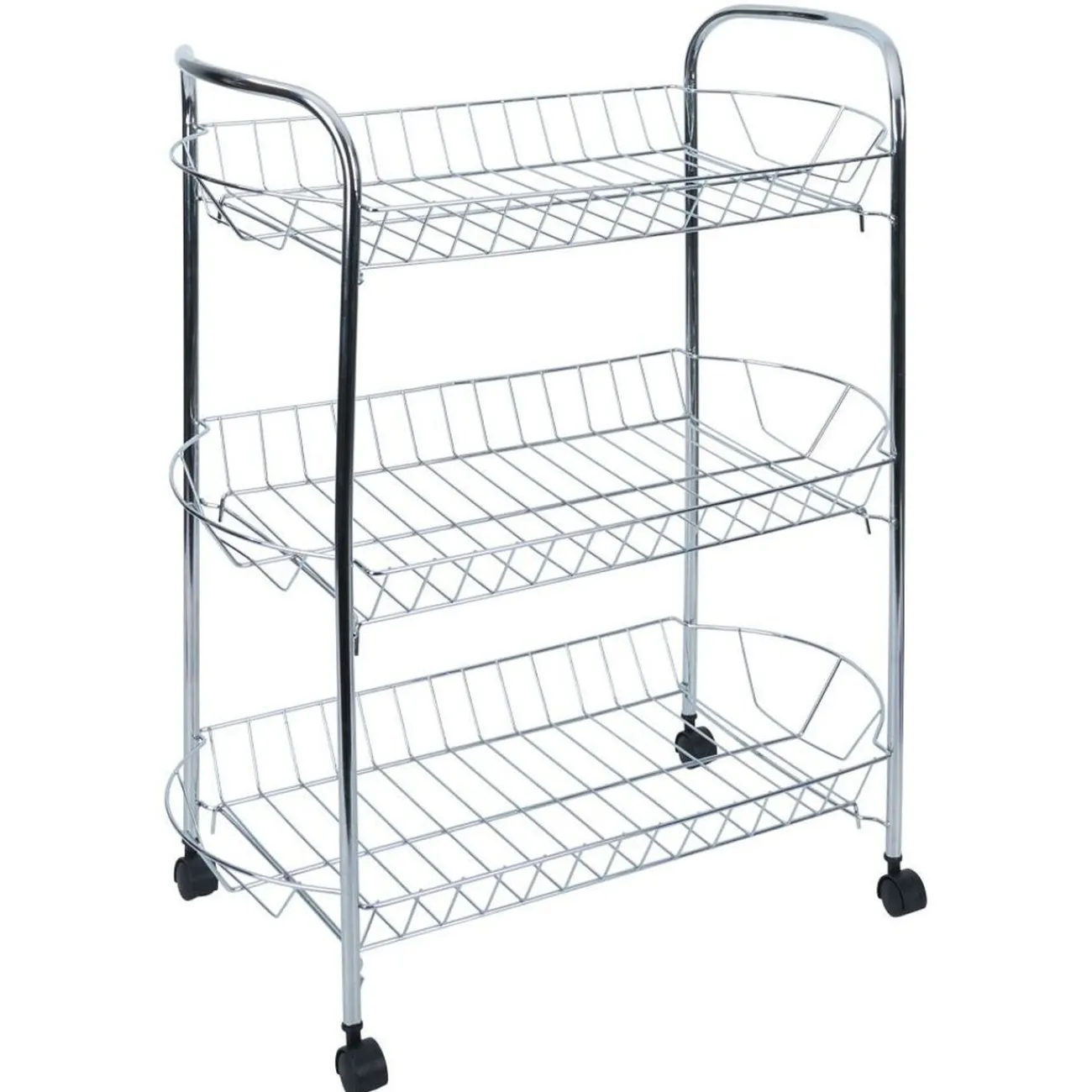 Hot Desserte en métal gris 3 niveaux - L.51xl.26,5xH.57cm Rangement De Cuisine