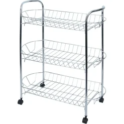 Hot Desserte en métal gris 3 niveaux - L.51xl.26,5xH.57cm Rangement De Cuisine