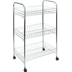 Desserte en métal gris 3 niveaux - L.41xl.26,5xH.61,5cm Rangement De Cuisine