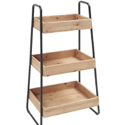 Discount Desserte vintage 3 niveaux noir naturel Rangement De Cuisine