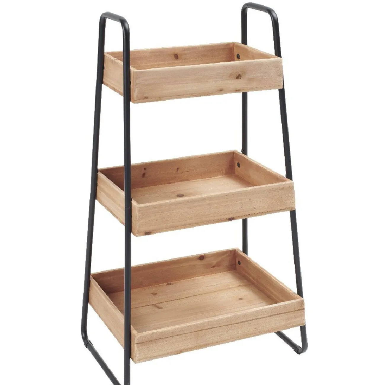 Discount Desserte vintage 3 niveaux noir naturel Rangement De Cuisine