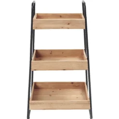 Discount Desserte vintage 3 niveaux noir naturel Rangement De Cuisine