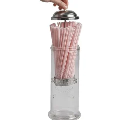 New Distributeur de pailles transparent gris Préparation Culinaire