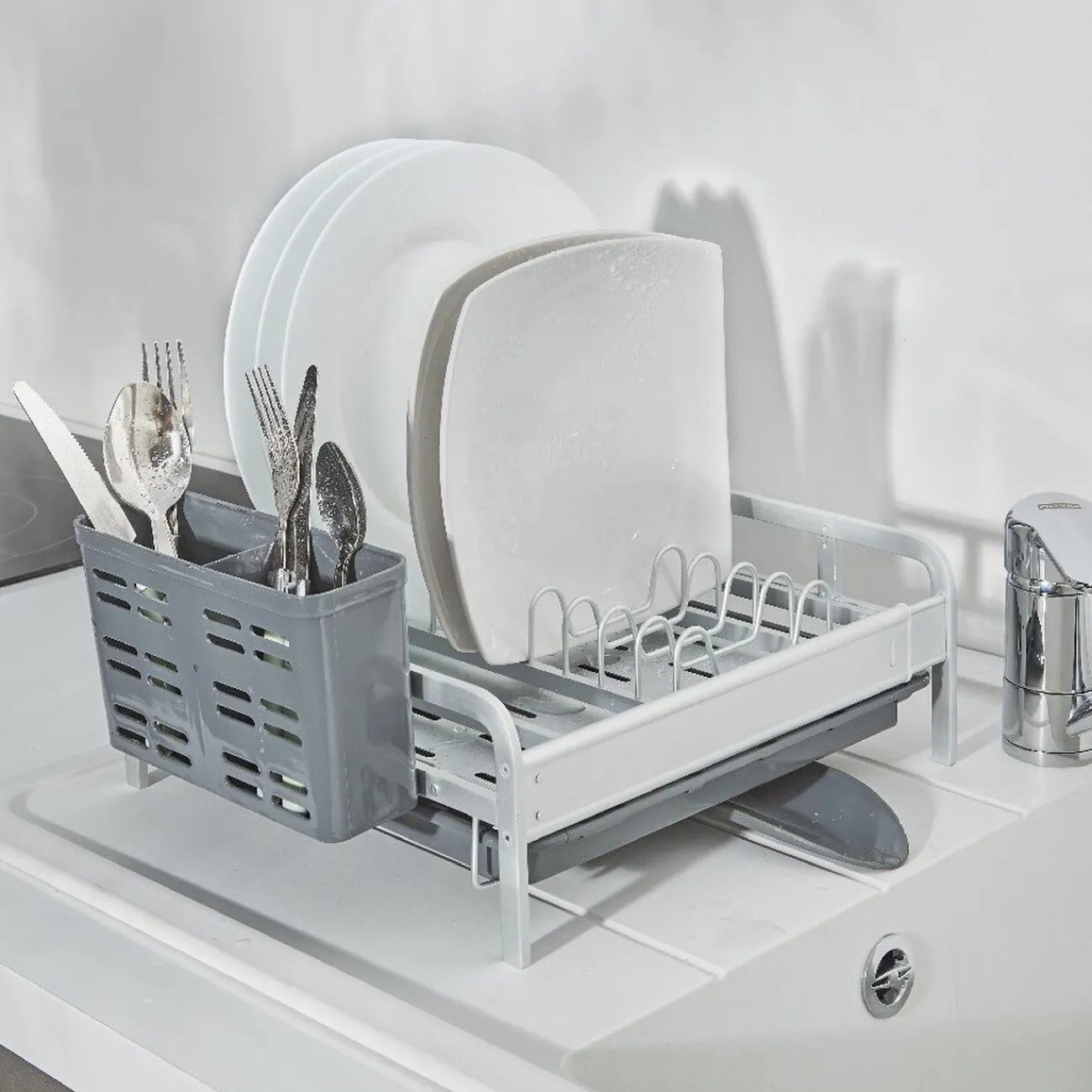 Online Egouttoir à vaisselle extensible gris et blanc Rangement De Cuisine