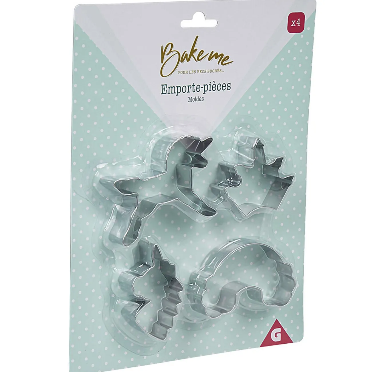 Emporte pièce forme Licorne Arc en ciel Couronne x4 Cuisson