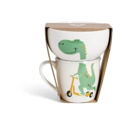 Sale Ensemble bol et mug en porcelaine motif enfant motif dinosaure H15cm Vaisselle Et Accessoires De Table