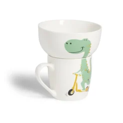 Sale Ensemble bol et mug en porcelaine motif enfant motif dinosaure H15cm Vaisselle Et Accessoires De Table