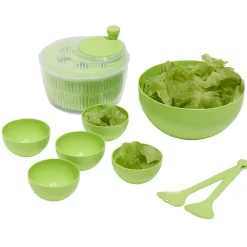 Discount Essoreuse à salade avec couverts et saladier plastique vert Préparation Culinaire