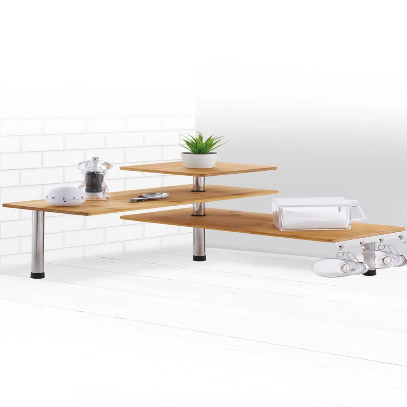 Outlet Etagère d'angle modulable en bambou Rangement De Cuisine