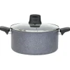 New Faitout Tefal aluminium effet pierre avec couvercle verre Ø 24 cm Cuisson