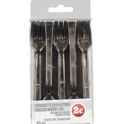 Outlet Fourchette plastique argentée x50 Vaisselle Et Accessoires De Table