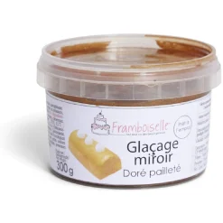 Sale Glaçage miroir doré pailleté Framboiselle 300g Préparation Culinaire