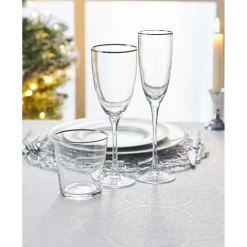 Best Gobelet avec filet argenté en verre Vaisselle Et Accessoires De Table