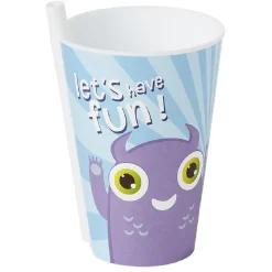 Best Gobelet avec paille intégrée bleu motif monstre violet Ø9xH13,5cm Vaisselle Et Accessoires De Table