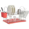 Sale Égouttoir 2 niveaux avec receveur rouge Rangement De Cuisine