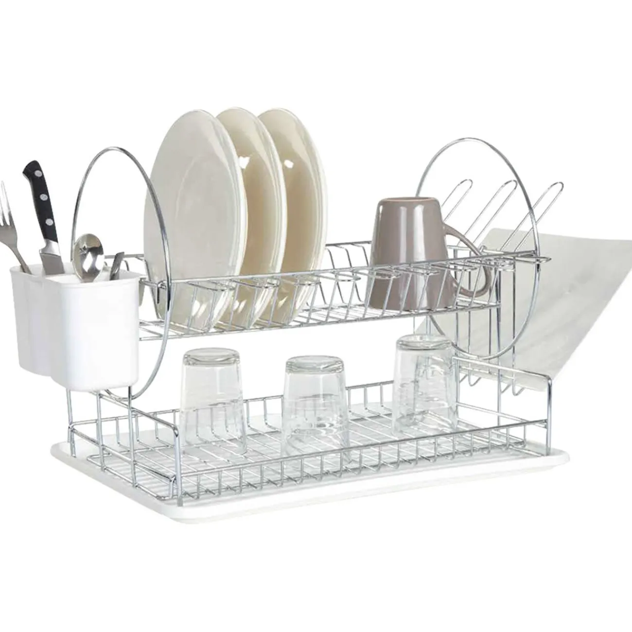 Best Égouttoir 2 niveaux avec receveur blanc Rangement De Cuisine