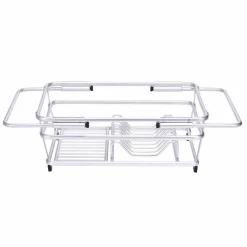 Clearance Égouttoir à vaisselle extensible aluminium avec porte-couverts noir Rangement De Cuisine