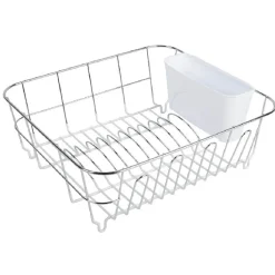 Égouttoir à vaisselle gris avec bac à couvert blanc Rangement De Cuisine