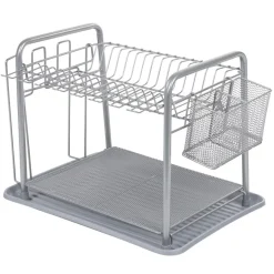 New Égouttoir à vaisselle métallique gris Rangement De Cuisine