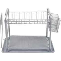 New Égouttoir à vaisselle métallique gris Rangement De Cuisine