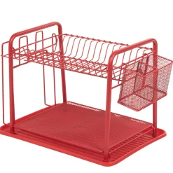 New Égouttoir à vaisselle métallique rouge Rangement De Cuisine