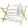 Clearance Égouttoir à vaisselle pliable bambou et métal Rangement De Cuisine