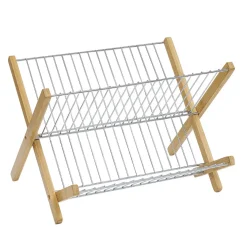 Clearance Égouttoir à vaisselle pliable bambou et métal Rangement De Cuisine