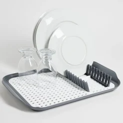 Égouttoir à vaisselle 30,3x41,5x3,8cm plastique gris et blanc Rangement De Cuisine