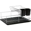 Clearance Égouttoir avec plateau et supports couverts noirs 2 niveaux Rangement De Cuisine