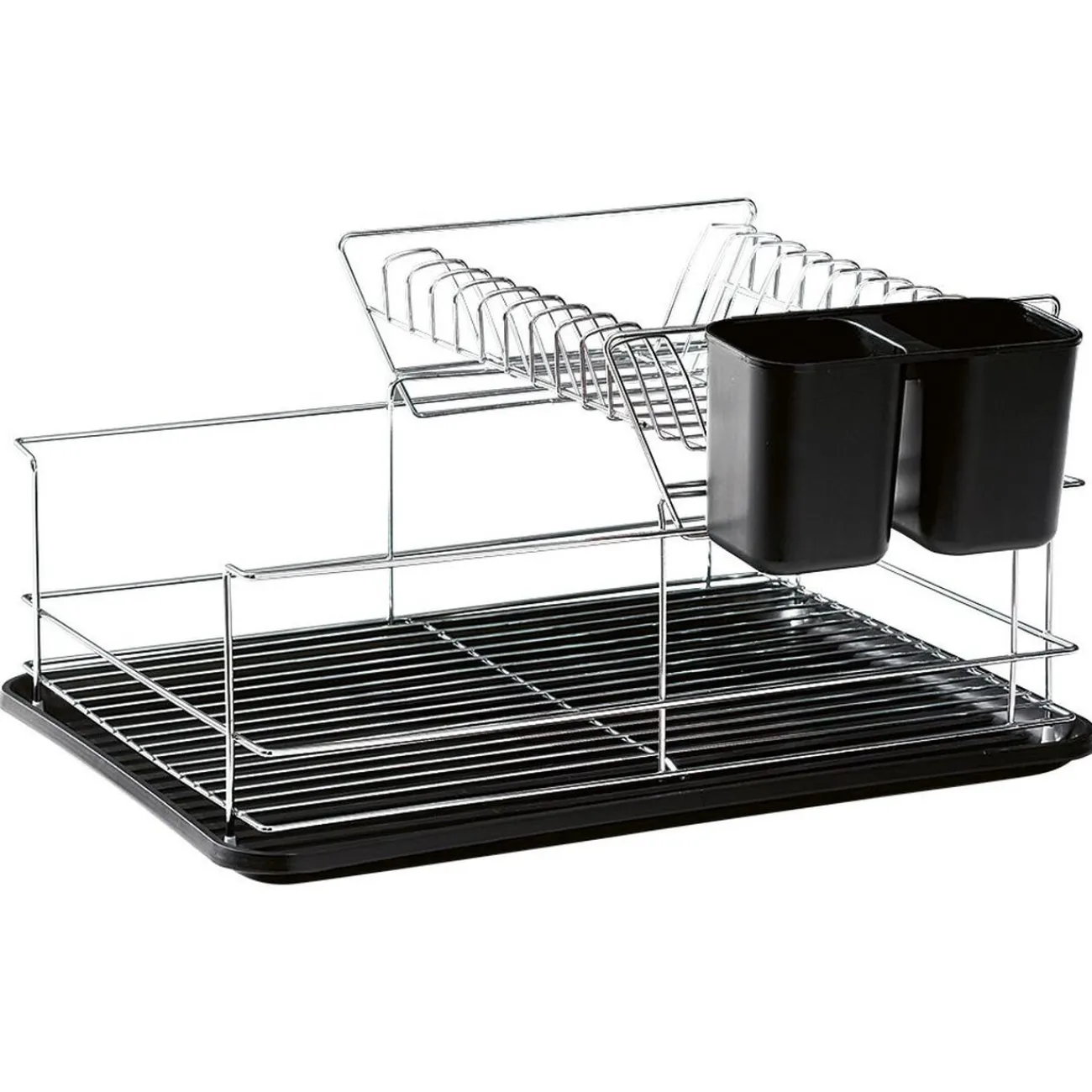 Clearance Égouttoir avec plateau et supports couverts noirs 2 niveaux Rangement De Cuisine