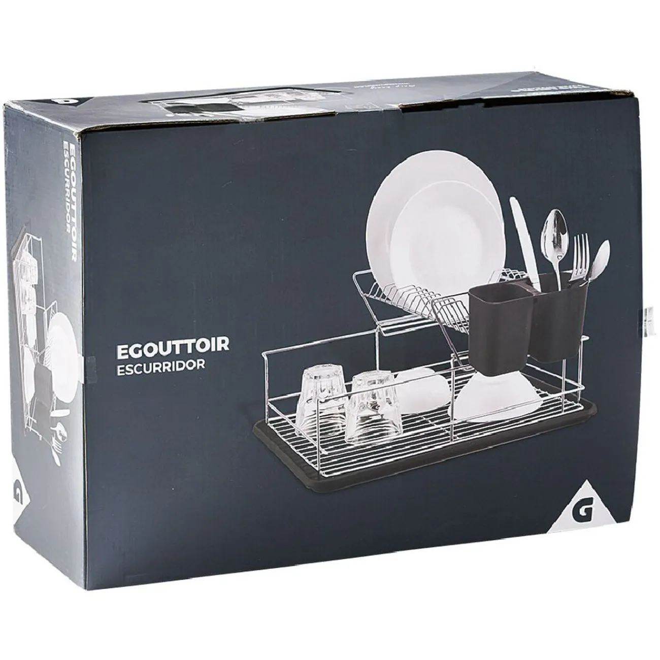 Clearance Égouttoir avec plateau et supports couverts noirs 2 niveaux Rangement De Cuisine