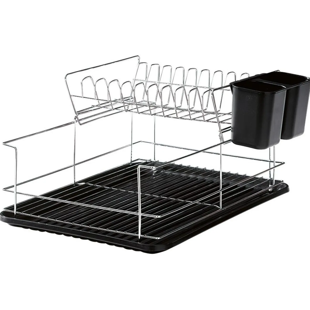 Clearance Égouttoir avec plateau et supports couverts noirs 2 niveaux Rangement De Cuisine