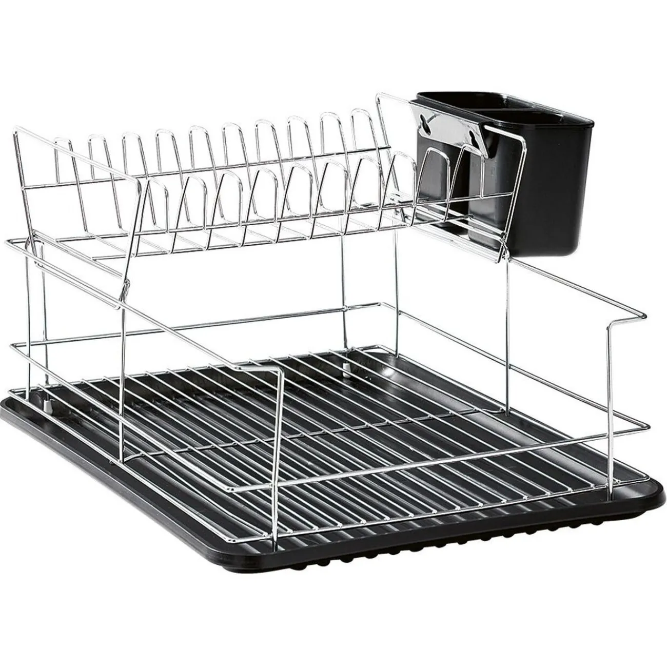 Clearance Égouttoir avec plateau et supports couverts noirs 2 niveaux Rangement De Cuisine