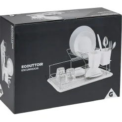 New Égouttoir avec plateau et supports couverts blanc 2 niveaux Rangement De Cuisine